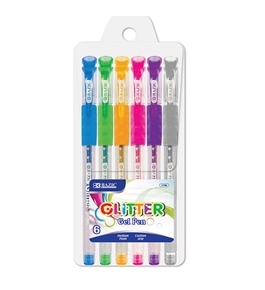 BAZIC 6 Glitter Color Gel Pen with Cushion Grip