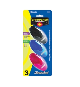 BAZIC Xtreme Oval Sharpener with Receptacle (3/Pack)
