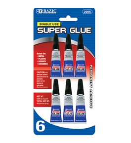BAZIC 1g / 0.036 Oz Single Use Super Glue (6/Pack)