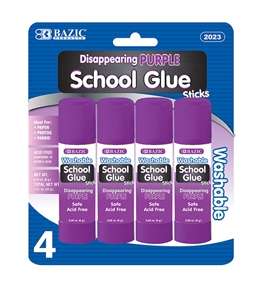 BAZIC 8g / 0.28 Oz.  Small Washable Purple Glue Stick (4/Pack)