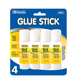 BAZIC 8g / 0.28 Oz. Small Glue Stick (4/Pack)