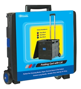 BAZIC 16X18X15 Blue Folding Cart on Wheels withLid Cover