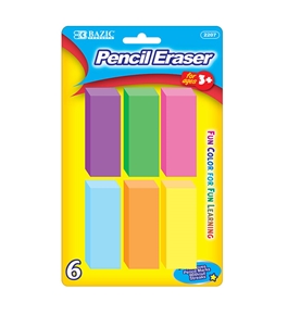 BAZIC Neon Bevel Eraser (6/Pack)
