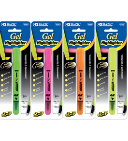 BAZIC 2 In 1 Fluorescent Gel Highlighter & Ballpoint Pen