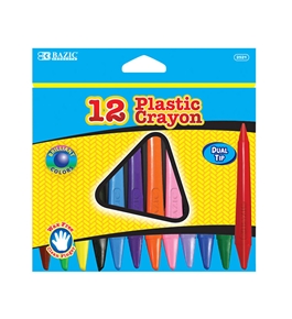 BAZIC 12 Color Dual Tip Triangle Plastic Crayon