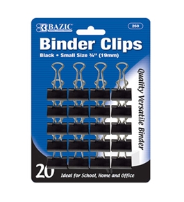 BAZIC Small 3/4 (19mm) Black Binder Clip (20/Pack)