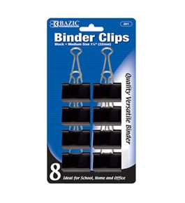 BAZIC Medium 1 1/4 (32mm) Black Binder Clip (8/Pack)