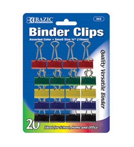 BAZIC Small 3/4 (19mm) Assorted Color Binder Clip (20/Pack)