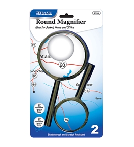 BAZIC 3.5 & 2.5 Round Handheld Magnifier Sets (2/Pack)