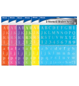 BAZIC 20mm Size Lettering Stencil Ruler Sets (2/Pack)