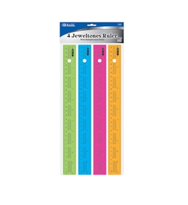 BAZIC 12 (30cm) Ruler with Multiplication Prints (4/Pack)