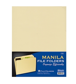 BAZIC 1/3 Cut Letter Size Manila File Folder (9/Pack)