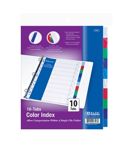 BAZIC 3-Ring Binder Dividers with 10-Color Tabs