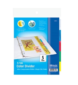 BAZIC 3-Ring Binder Dividers with 5-Insertable Color Tabs