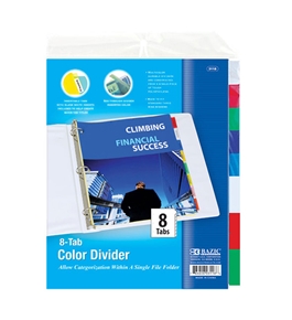 BAZIC 3-Ring Binder Dividers with 8-Insertable Color Tabs