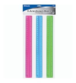 BAZIC 12 (30cm) Ruler with Handle Grip (3/Pack)