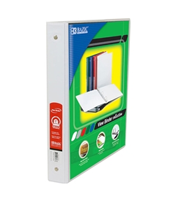BAZIC 1 White 3-Ring View Binder with 2-Pockets