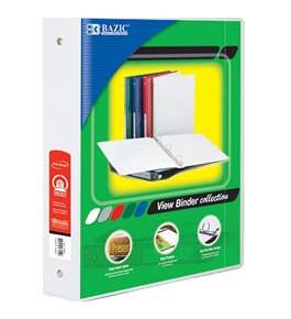 BAZIC 1.5 White 3-Ring View Binder with 2-Pockets