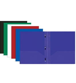 BAZIC Solid Color 2-Pockets Poly Portfolio with 3 Prongs