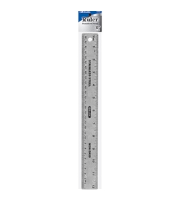 BAZIC 12 (30cm) Stainless Steel Ruler with Non Skid Back