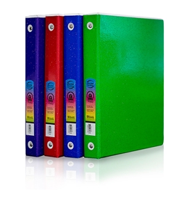 BAZIC 1 White 3-Ring Glitter Tinted View Binder with 2-Pockets