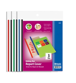 BAZIC Clear Front Report Covers with Sliding Bar (3/Pack)