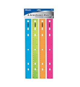 BAZIC 12 (30cm) Jeweltones Color Ruler (4/Pack)