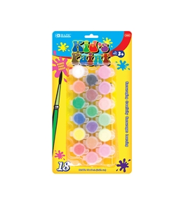 BAZIC 18 Color 6ml Kids Paint with Brush