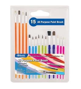 BAZIC Asst. Size Paint Brush Set (15/Pack)