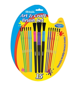 BAZIC Asst. Size Kids Watercolor Paint Brush Set (9/Pack)