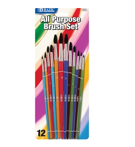 BAZIC Asst. Size Paint Brush Set (12/Pack)
