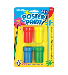 BAZIC 4 Color 18ml Poster Paint with Brush