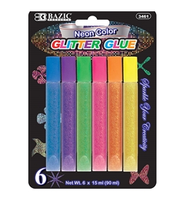 BAZIC 15 mL Neon Glitter Glue Pen (6/Pack)