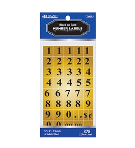 BAZIC Gold Foil Number Label (378/Pack)