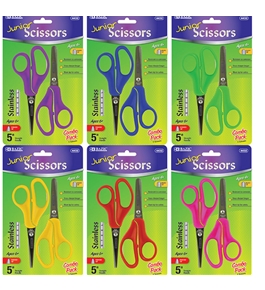 BAZIC 5 Blunt & Pointed Tip School Scissors (2/Pack)