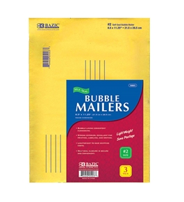 BAZIC 8.5 X 11.25 (#2) Self-Seal Bubble Mailers (3/Pack)