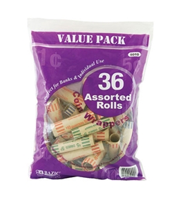 BAZIC Assorted Size Coin Wrappers (36/Pack)