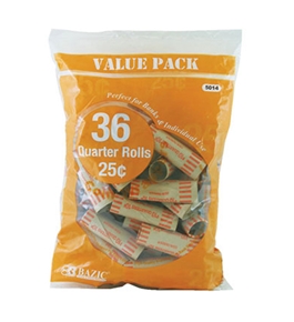 BAZIC Quarter Coin Wrappers (36/Pack)