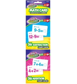 BAZIC Addition and Subtraction Mini Flash Card, 36 Count, 2 Per Pack