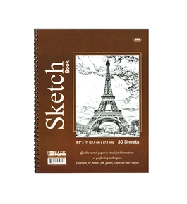 BAZIC 30 Ct. 8.5 X 11 Side Bound Spiral Premium Sketch Book