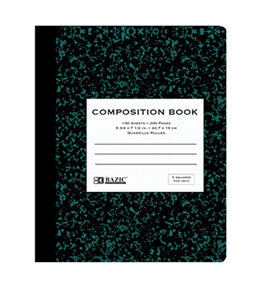 BAZIC 100 Ct. 5-1 Quad-Ruled Marble Composition Book
