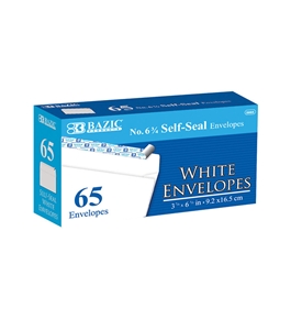 BAZIC #6 3/4 Self-Seal White Envelope (65/Pack)