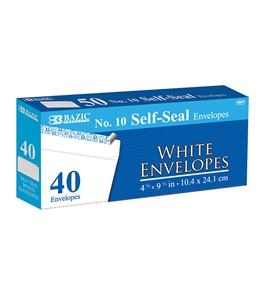 BAZIC #10 Self-Seal White Envelope (40/Pack)