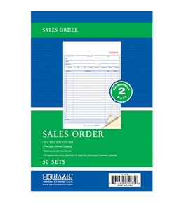 BAZIC 50 Sets 5 9/16 x 8 7/16 2-Part Carbonless Sales Order