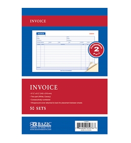 BAZIC 50 Sets 5 9/16 x 8 7/16 2-Part Carbonless Invoice