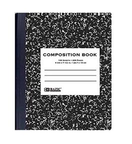BAZIC withR 100 Ct. Black Marble Composition Book