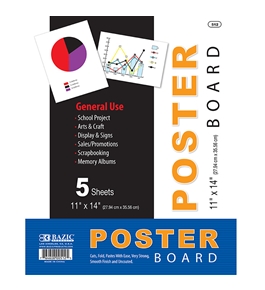 BAZIC 11 X 14 White Poster Board (5/Pack)