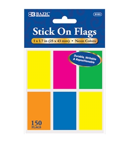 BAZIC 25 Ct. 1 X 1.7 Neon Color Standard Flags (6/Pack)