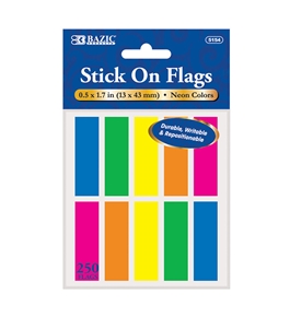 BAZIC 25 Ct. 0.5 X 1.7 Neon Color Coding Flags (10/Pack)