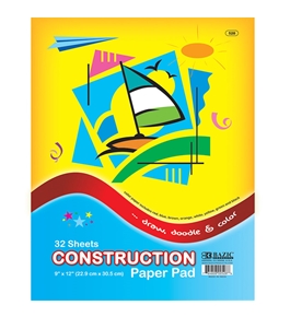 BAZIC 32 Ct. 9 X 12 Construction Paper Pad